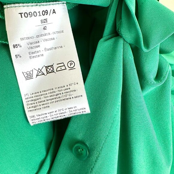 NWT THE ANDAMANE Ginevra Long Sleeve Mini Shirt Dress in Green Size 42 US 6 - Picture 7 of 7